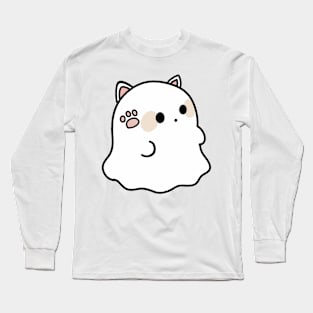 Meow - The ghost with a cat paw pin Long Sleeve T-Shirt